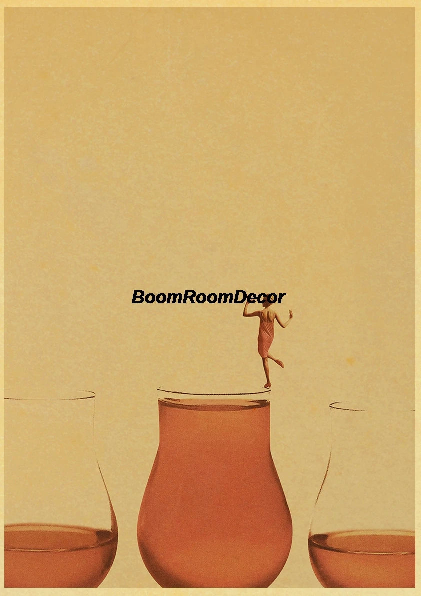 Retro Abstract Creative Poster Kraft Paper Nostalgia Canvas Prints Modern Landscape Coffee Bar Wall Art Posters Living Decor