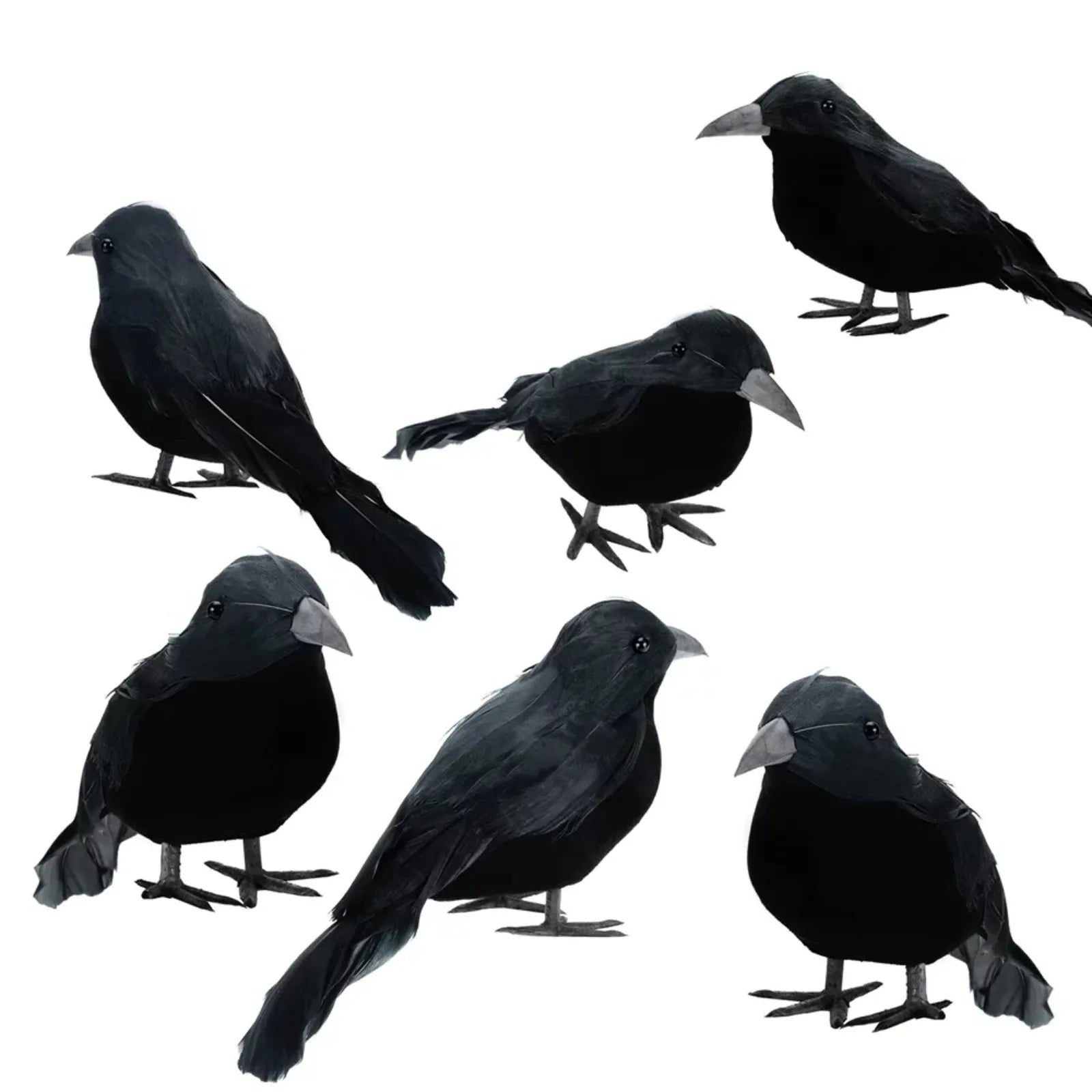 6-18Pcs Halloween Crow Decors Fake Crow Decors Artificial Crows Black Feather Crows Lifelike Ravens Halloween Party Decoration