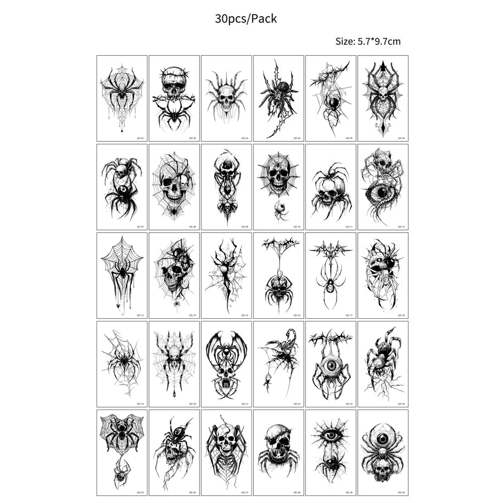 30pcs Waterproof Halloween Tattoo Stickers Bleeding Wound Scar Temporary Tattoos for Women Men Fake Tattoo For Halloween Party