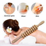 9 Rollers Wooden Handheld Massager Roller Stick for Trigger Point, Anti-Cellulite, Body Muscle Pain Relief