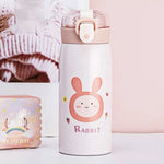 350ml/500ml Cartoon Stainless Steel Thermal Flask With Straw Portable Kids Cute Thermal Water Bottle