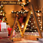 2Pcs/Set Wood Christmas Tree with Lights Modern Farmhouse Christmas Wooden Tree Centerpieces For Tables Christmas Holiday Decor