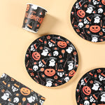 Halloween Disposable Tableware Halloween Party Decoration Spooky Pumpkin Paper Plates Napkins Cups Trick or Treat Party Supplies