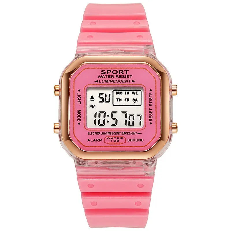 New Fashion Digital Student Transparent Electronic Watch Candy Multicolor LED Women Men Sports Waterproof Watches Clock Gift