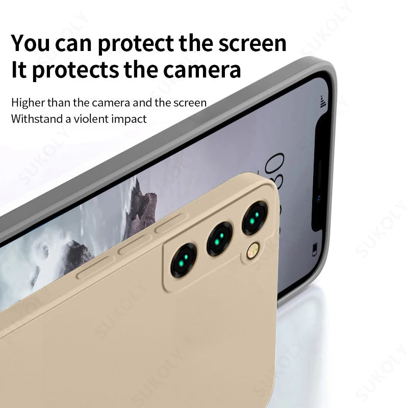 Case For Samsung Galaxy S24 S23 S22 S25 Ultra S24 FE A56 A55 A53 A54 A16 A17 5G S25 Edge Shockproof Liquid Silicone Phone Cover