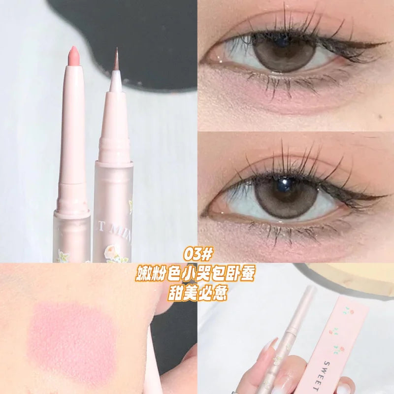 Sweetmint Mulitfuntiona Double Ended Lying Silkworm Pencil Highlighter Makeup Pen Nude Liquid Contour Liner Eye Brightener Stick