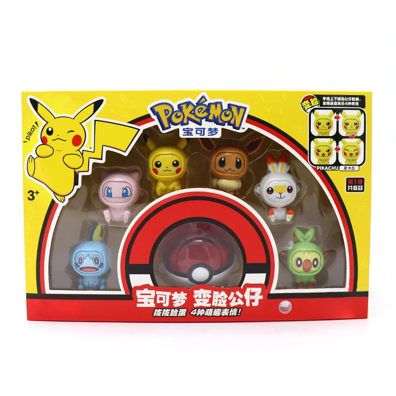 Pokeball Pokemon Pikachu Figures Toys Doll Poke Ball Face-changing Pocket Monsters Action Figure Kid Boys Girls Set Toy Gifts