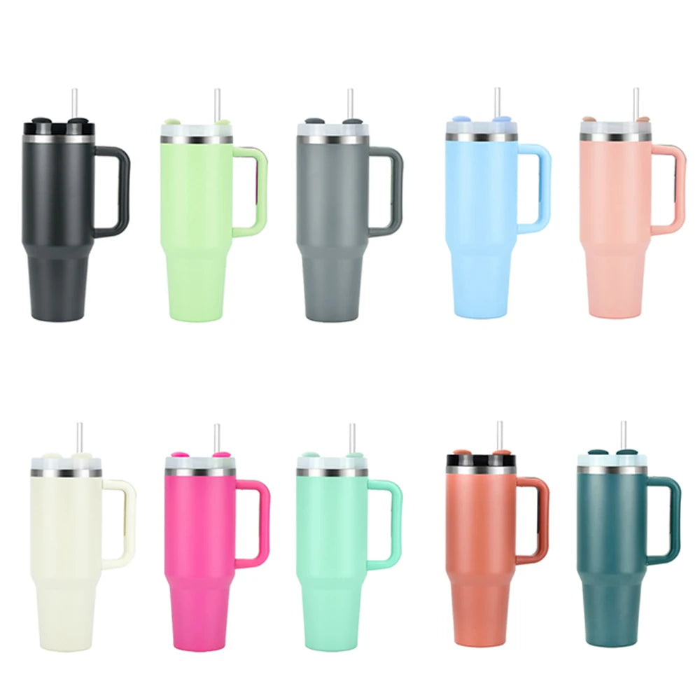 1pcs Watersy 40oz/1200ml Tumbler with Handle and Straw Lid Stainless Steel Keep Cold Vacuum Insulated Portable Car Travel Mug