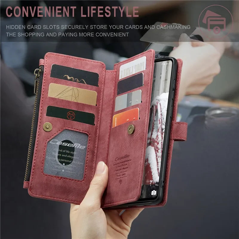 Business Flip Leather Case For Samsung Galaxy A56 A36 A16 A55 A35 A25 A15 A54 A34 A14 A53 A33 A13 A52 Zipper Wallet Card Cover