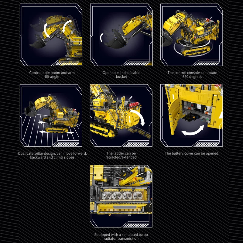 Motorized RC Excavator Building Blocks Set – R9800 Engineering Model with App Control (Compatible Bricks)