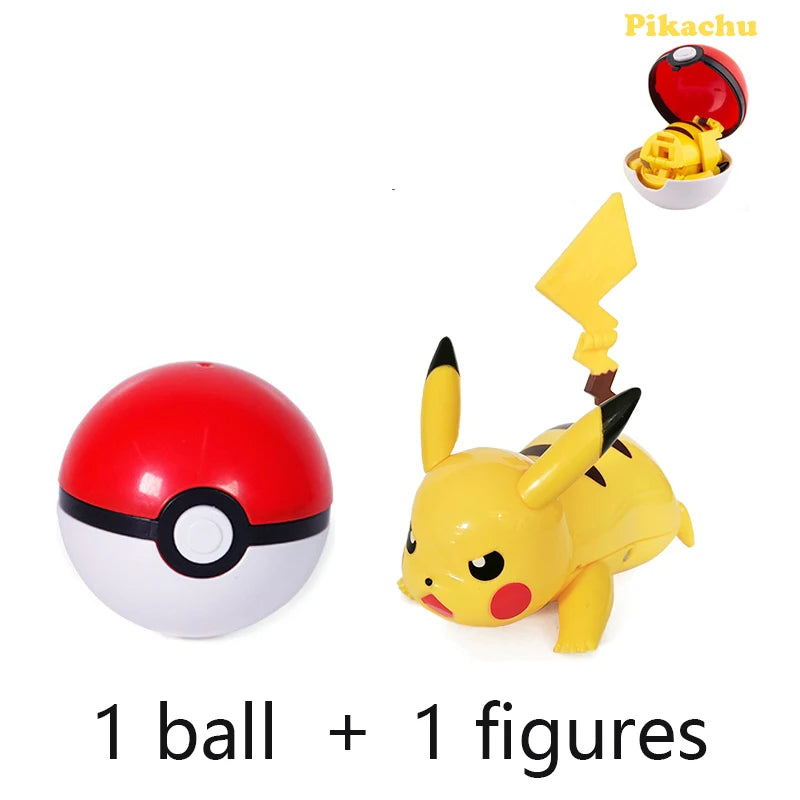Pokemon Ball Toys Anime Figure Charizard Pikachu Mewtwo Eevee Monster Action Deformation Pokeball Toys Figures Model Kids Gifts