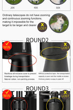 BORWOLF 20-60X70 Binoculars High Magnification  Long Range Zoom 60 Times  Hunting   Astronomical Telescope HD Professiona  Zoom