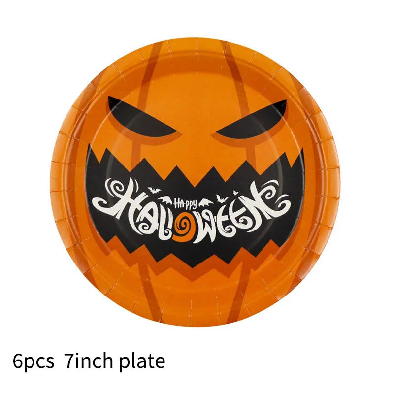 Halloween Themed Disposable Tableware Cups 7 Inch Plates 9 Inch Plates Halloween Party Decoration Supplies Festival Supplies