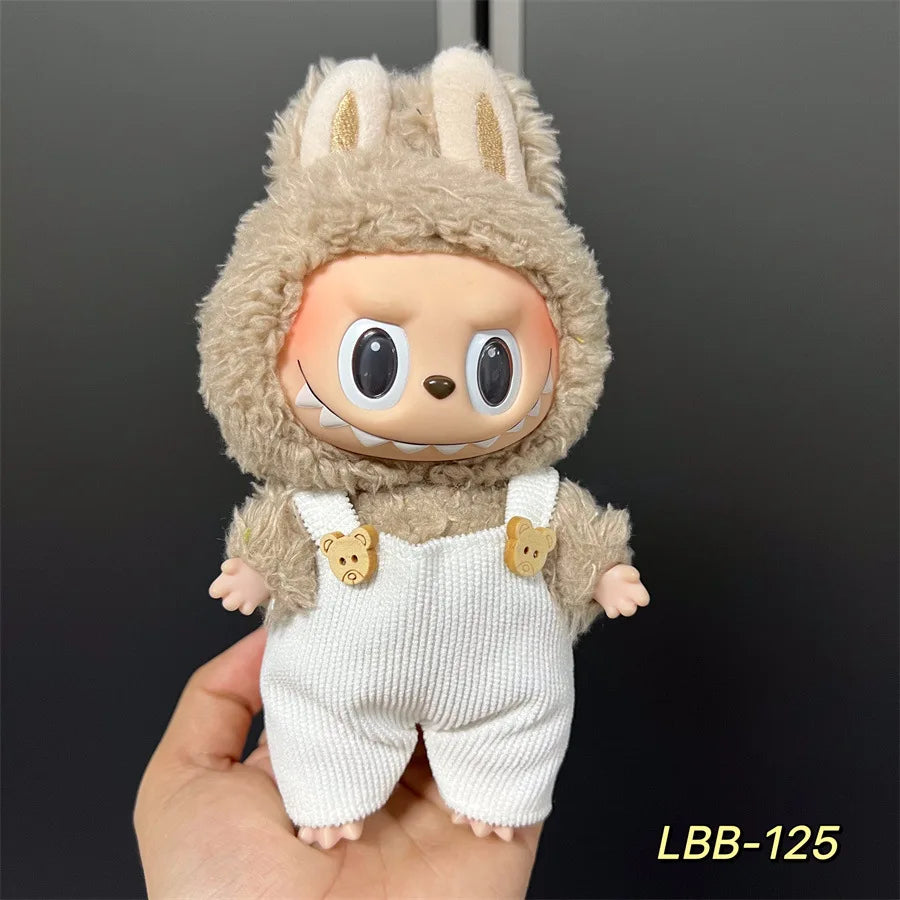 Cute Mini Plush Doll Clothes for 17cm Labubu Many Kinds of Overalls Clothes Accessories