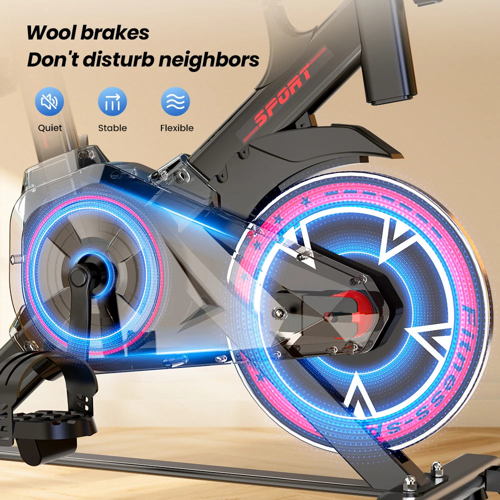 Formill QK101 Indoor Spin Bike Quiet Belt Drive Cardio Trainer with Electronic Display & Adjustable Resistance for Home Fitness