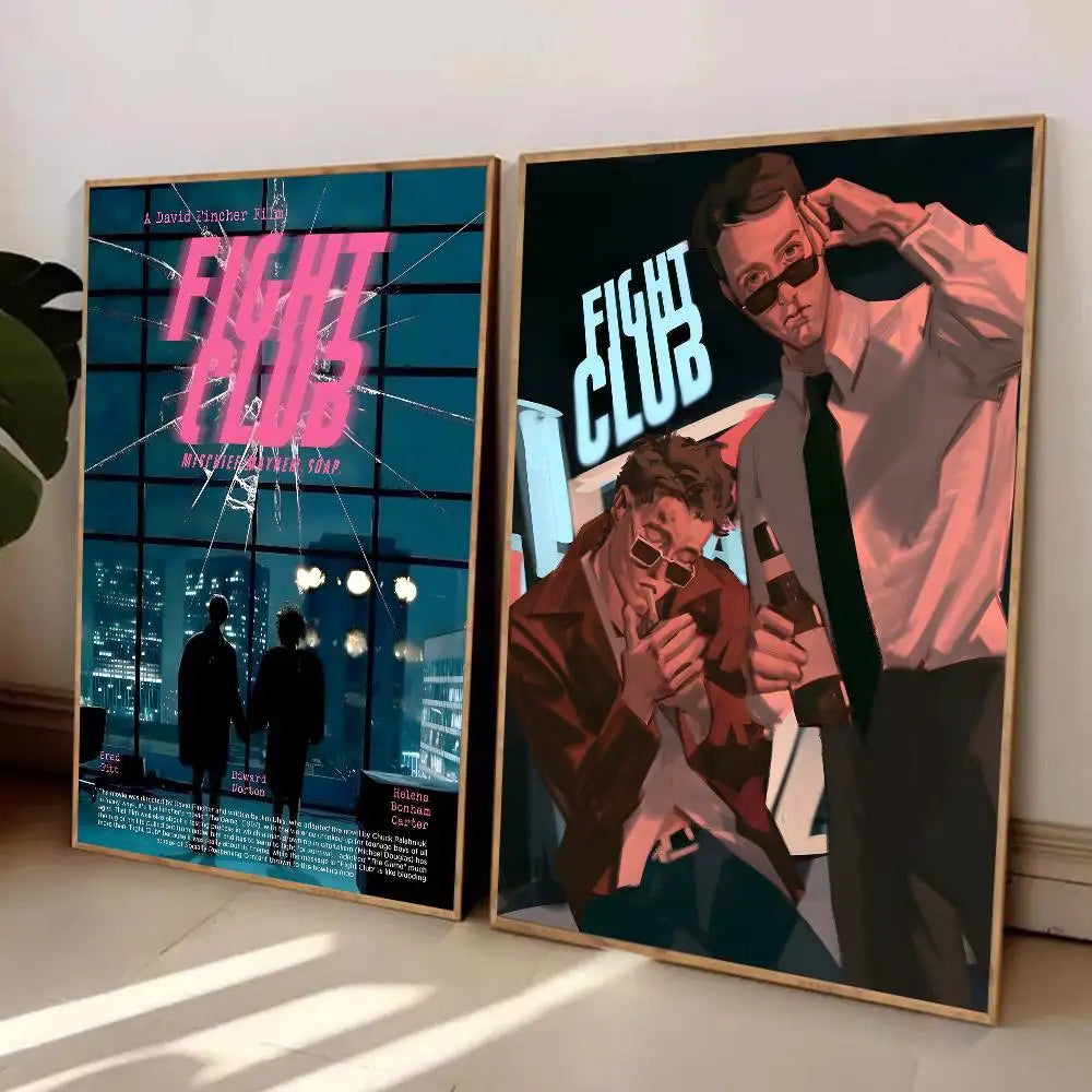 Movie Sticky Fight Club Poster High-definition art sticker Self adhesive waterproof home decoration for living room