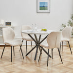 4Pcs Dining Chairs Linen Fabric Kitchen Chairs w/ Upholstered Padded Metal Legs for Office Balcony Restaurant Cafe Beige