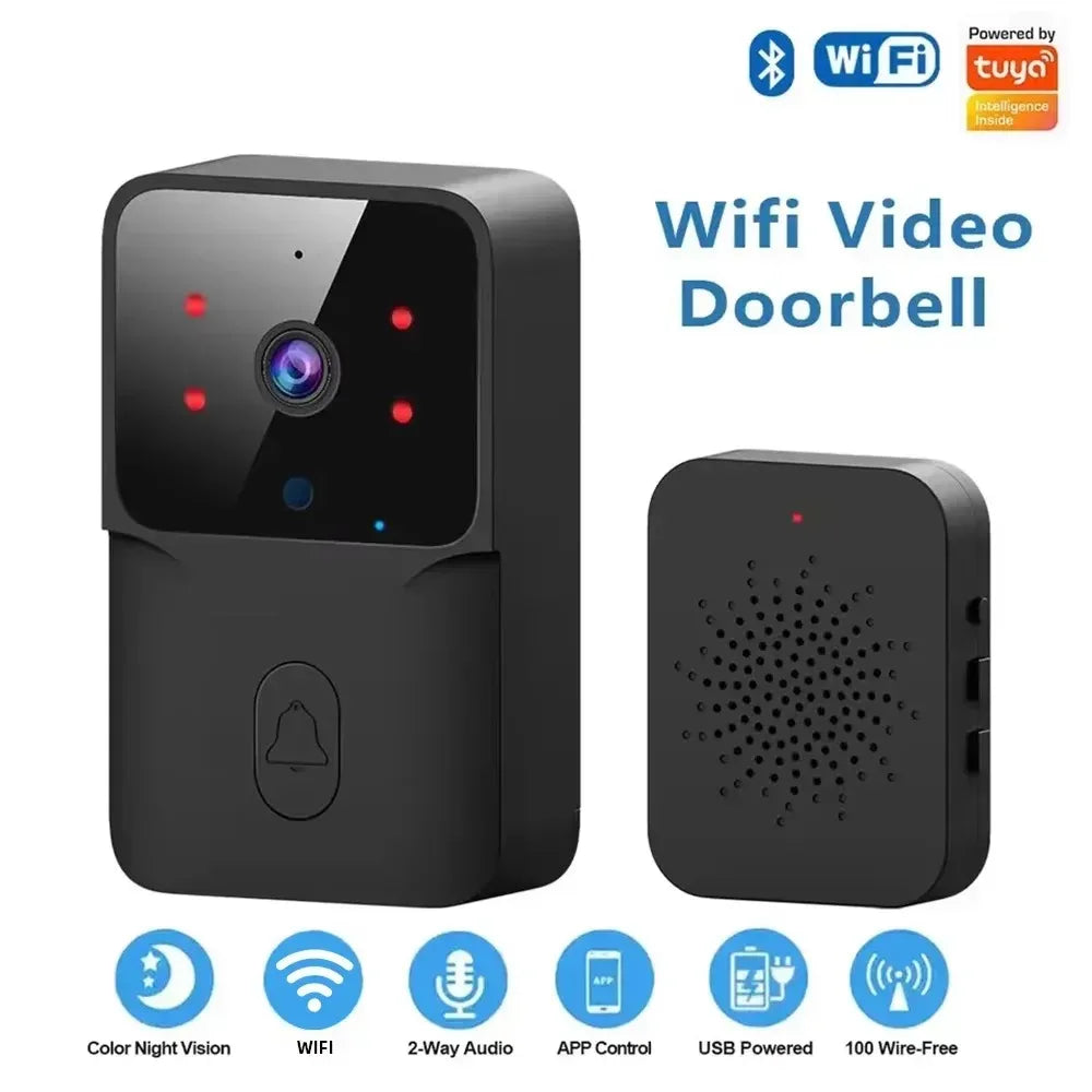WiFi Doorbell Home Tuya WiFi Wireless Doorbell DC AC Battery Powered Camera Bell with Alex Google Bundle Video Doorbell Camera