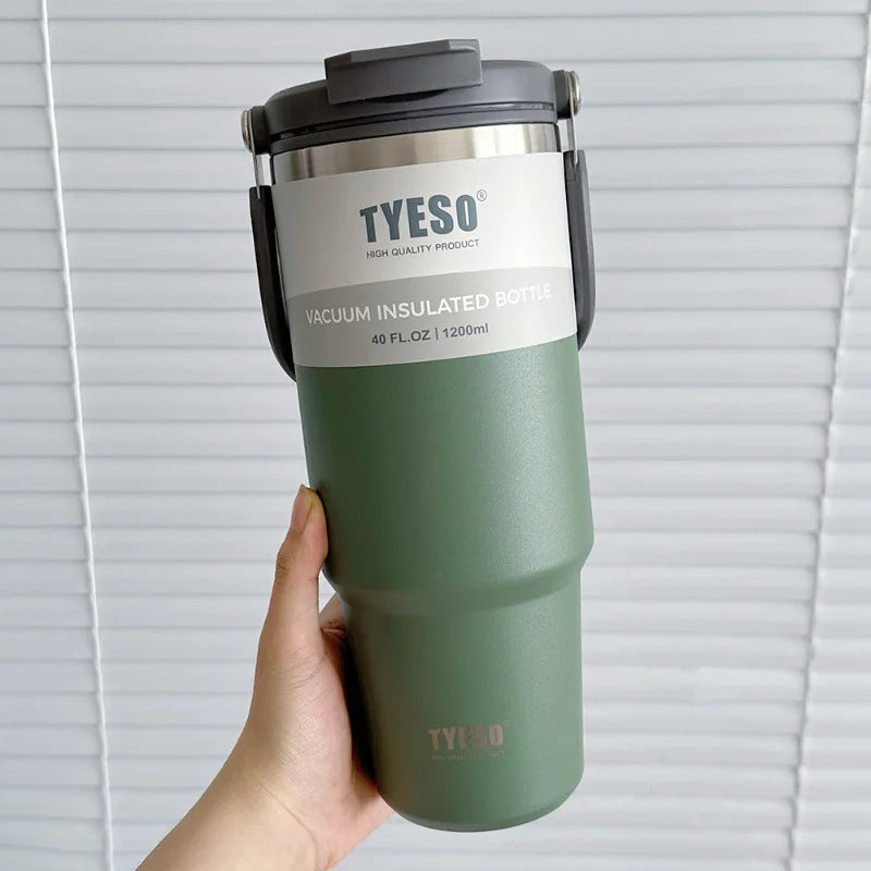 Tyeso 600/750/900ML Car Coffee Cup Thermo Bottle with Straw Portable Sport Insulated Vacuum Flask Travel Thermal Water Bottle