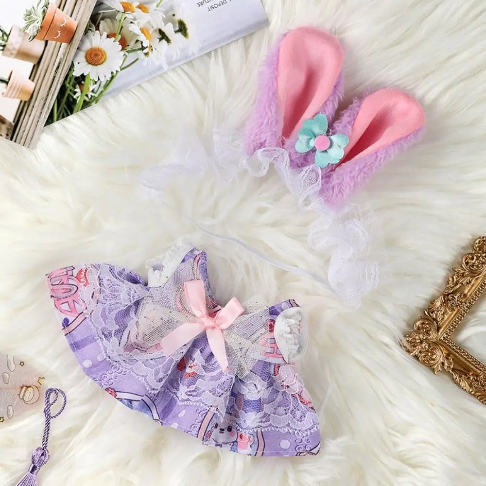 20cm Cotton Doll Clothes With Headwear Bow Headband Accessories Plush Dolls Dresses Skirt Decoration for EXO Idol Doll Accessory