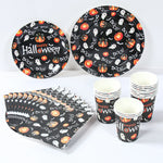 Halloween Disposable Tableware Pumpkin Ghost Boo Paper Plates Cups Napkins Kids Favor Happy Halloween Decoration Trick or Treat
