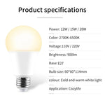 Cozylife 220V 110V WiFi Smart LED Bulb 12W 15W 20W E27 Cold & Warm Indoor Light  Alexa Google Home Together APP Timing Dimming