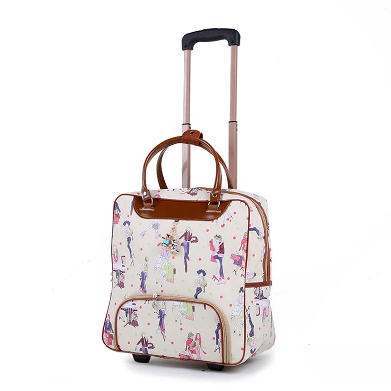 Fashion Women Travel Luggage Trolley Bag on Wheels Suitcase Business Boarding bag Travel Rolling Suitcase Bags