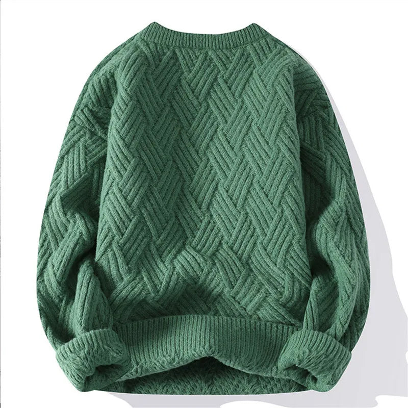 Autumn Winter O Neck Kint Pullovers Men Solid Color Casaul Sweater Loose Knitted Fashion Streetwear Warm Pullover Sweaters Man