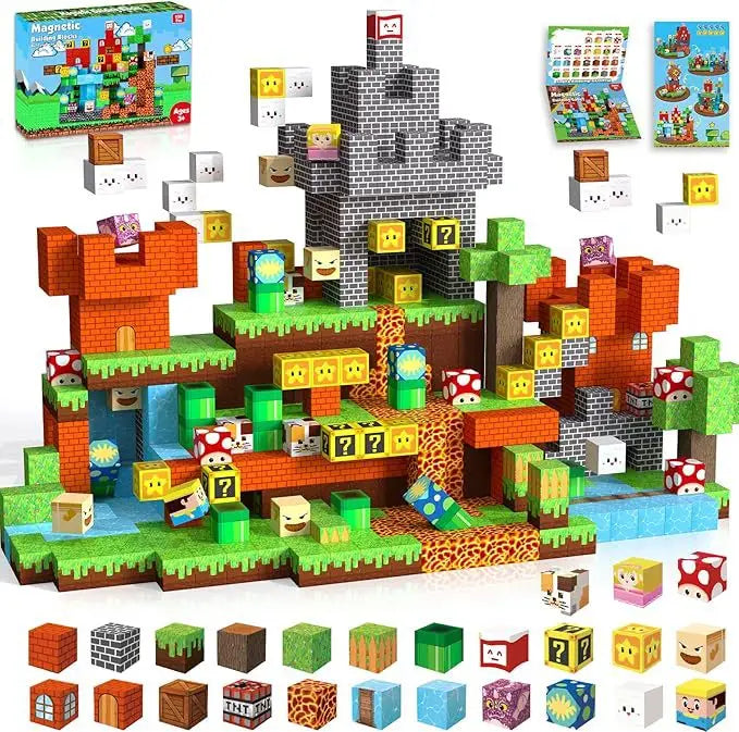 2025 NEW Magnetic Blocks Game Mine Magnet Worlds DIY Toys For Boys Girls STEM Montessori Sensory Cubes Game Toys Christmas Gifts