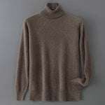 Men's 100% Pure Wool Pullover Sweater For Autumn Winter High Collar Knitted Long Sleeved Loose Solid Color Casual Simple Warmtop