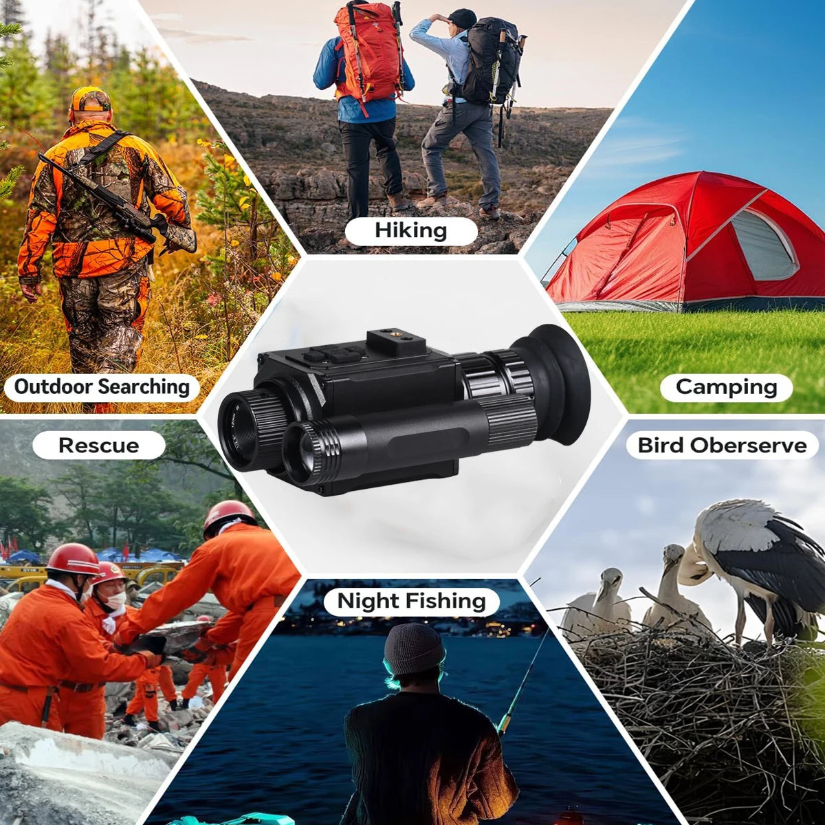 Megaorei NK006 Helmet Night Vision Monocular Long-Distance Infrared 5X Zoom 1080P Digital Hunting Night Vision Goggles Telescope