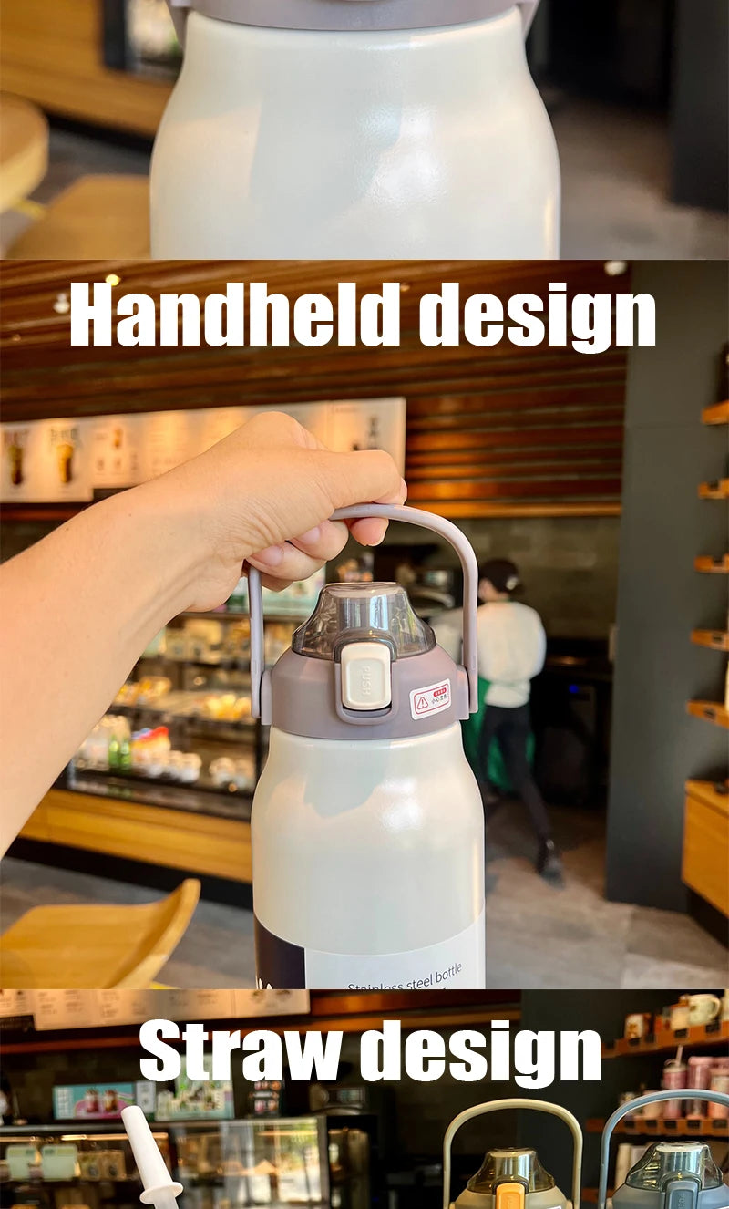 1.3L/1.7L Large Capacity Thermo Bottle Outdoor Mug Stainless Steel Thermos Water Bottle Portable Vaccum Flask Cold And Hot Tumbl