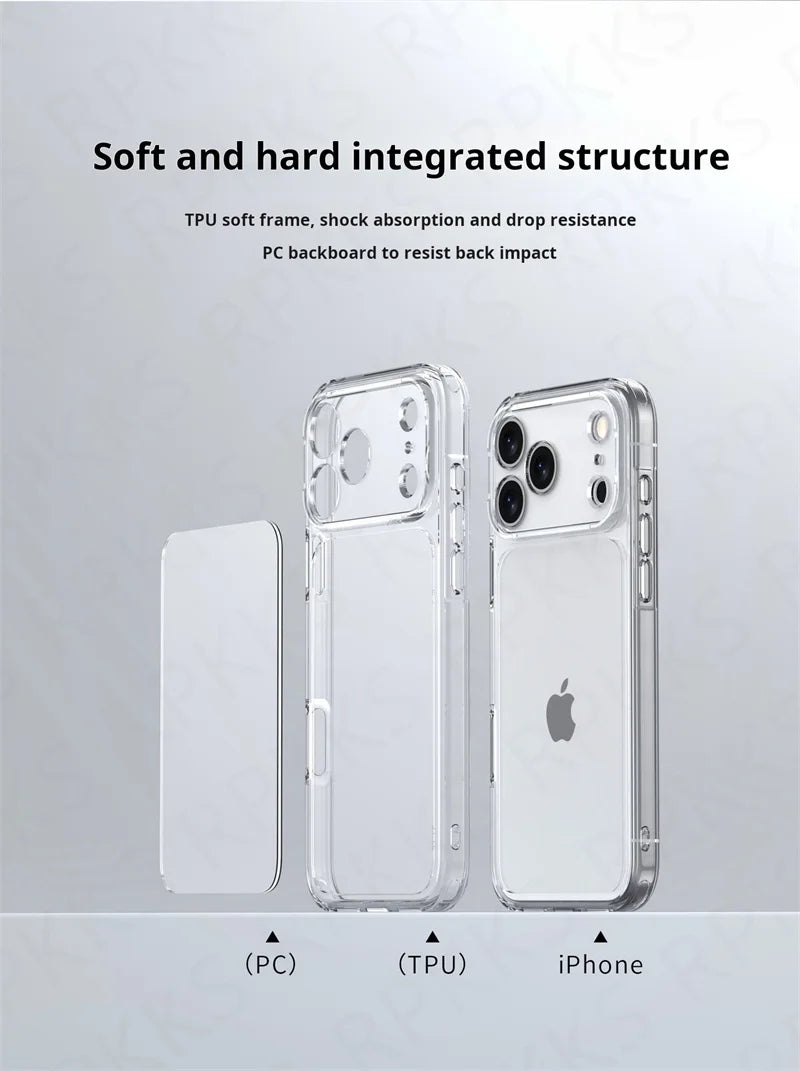 Luxury Hybrid Transparent Shockproof Phone Case For iPhone 17 Pro Max 17 Air 17Pro Max Clear Hard Acrylic Protective Back Cover