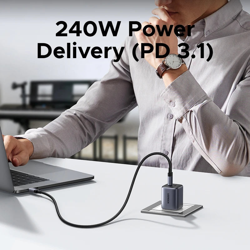 UGREEN USB4 Gen3 240W & USB3.1 Gen2 Fast Charging Cable 1m, Aluminum Shell Braided Nylon, PD3.1 for MacBook Pro iPad