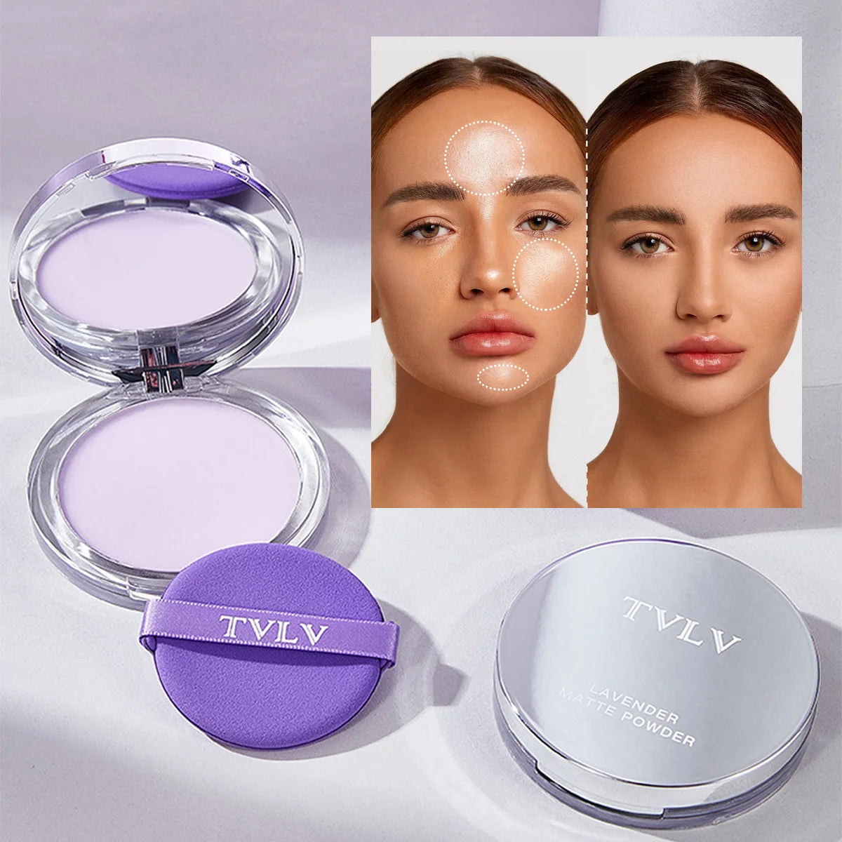 Waterproof Violet Cream powder Natural Stick Facial Long term Oil Control Easy Apply Makeup Powder Cosmetics