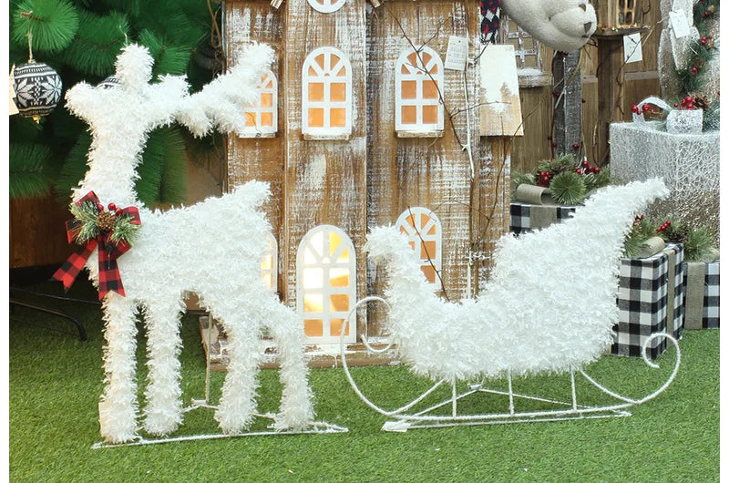 Christmas Decoration Reindeer with Sleigh LED Lighted Elk Xmas Outdoor Yard Lawn Decor Holiday Party Home Ornaments