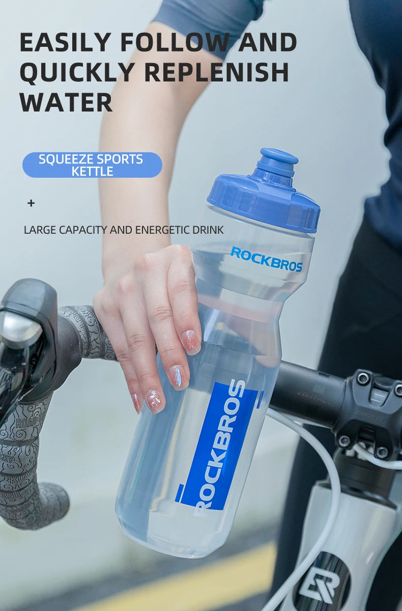 ROCKBROS 750ml Bicycle Water Bottle Plastic Sports Fitness Running Hiking Kettle Leak-proof Bike Bottle Cage