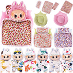 17cm Mini Doll's Accessories Set For Labubu Doll Pop 3Pcs/Set Bed+Quilt+Pillow Pajamas Sleeping Bag Dollhouse Gift,Girl's Toys