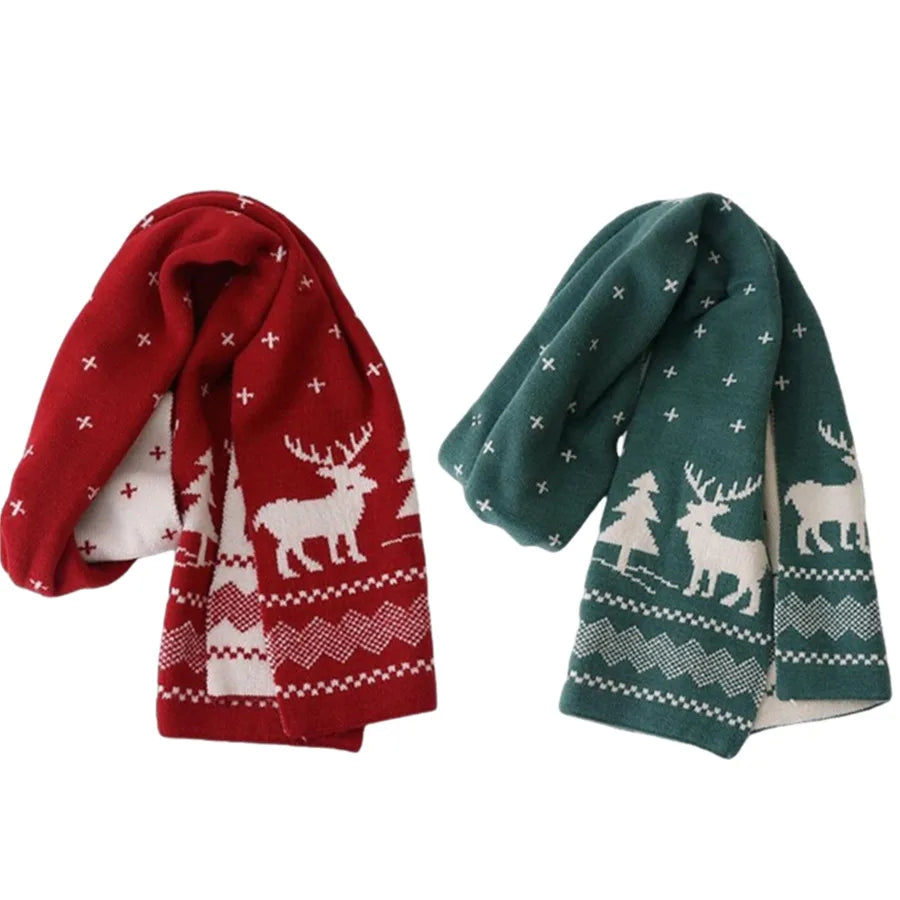 Christmas Atmosphere Santa Claus Knitted Red Scarf For Women New Style Warm Neck Protection Knitted Scarf Versatile Shawl