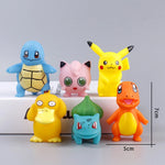 6pcs/set Pokemon Anime Action Figures Pikachu Toys Model Charmander Psyduck Squirtle Jigglypuff Bulbasaur Kawaii Dolls Kids Gift