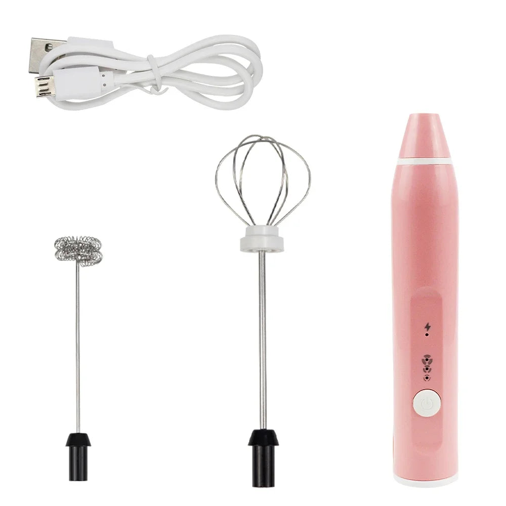 Portable egg beater, handheld milk frother, rechargeable coffee machine, 3-speed cake cream maker, household kitchen food mixer
