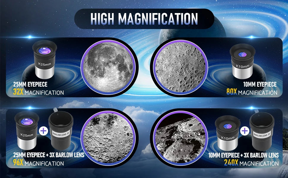 ALLFOC 80090 Astronomical Telescope, High Power Large Aperture HD Professional for Deep Space Observation Star Gazing, Tripod‌‌