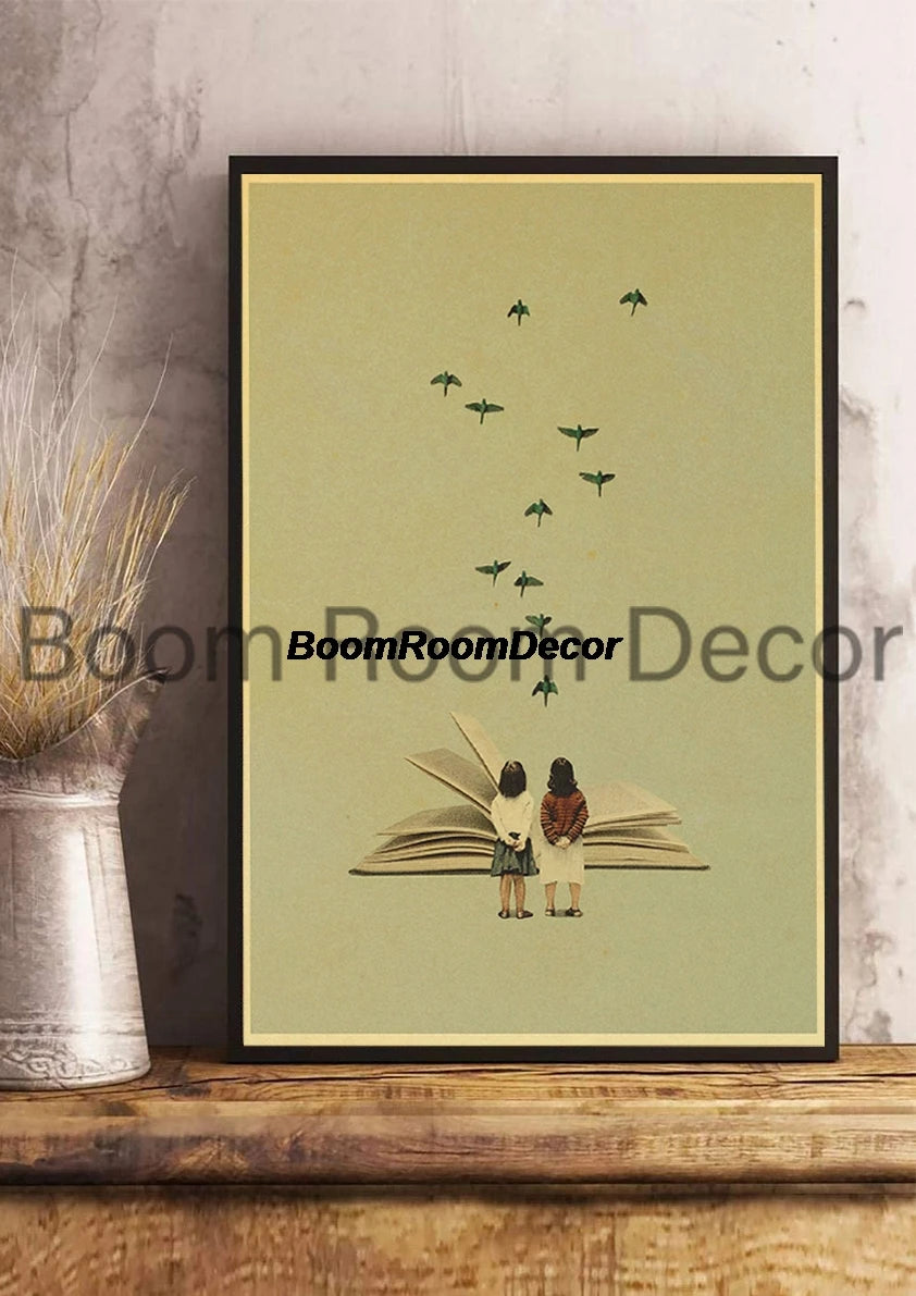 Retro Abstract Creative Poster Kraft Paper Nostalgia Canvas Prints Modern Landscape Coffee Bar Wall Art Posters Living Decor