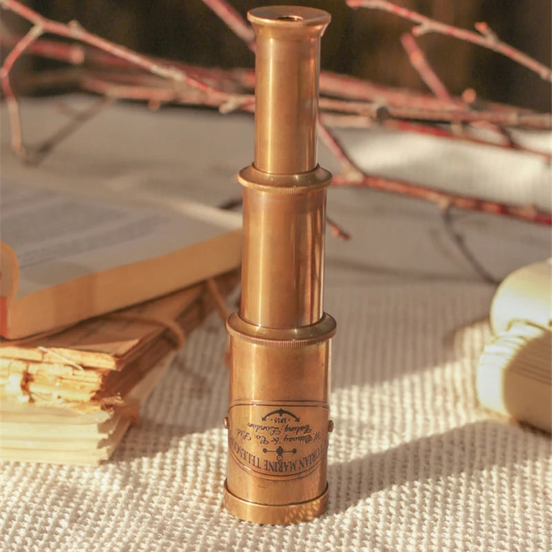 Retro Brass Monocular Telescope Study Desktop Ornaments Home Decoration Model Room Shooting Window Display Handmade Telescope
