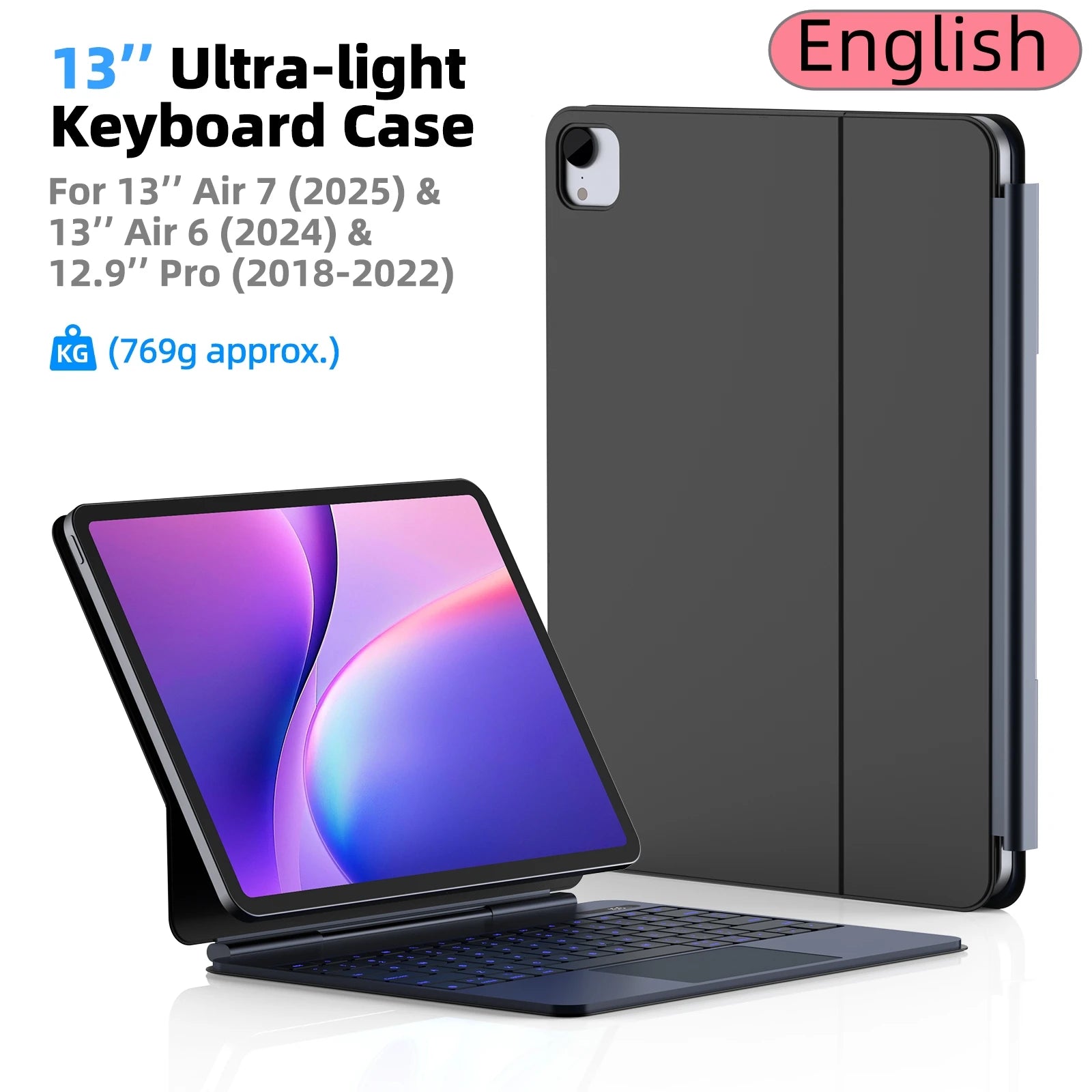 Lightweight Magic Keyboard for iPad Air 2025 Case for iPad Air 6 11 2024 Pro 13 Pro 11 2024 for iPad Pro 12.9 Air 4 5 10.9