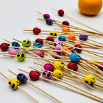 100pcs Halloween Disposable Bamboo Skewers Pumpkin Ghost Fruit Fork Buffet Dessert Cocktail Bamboo Stick Halloween Decoration