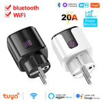 Tuya Smart EU Plug WiFi+Bluetooth 20A Socket With Power Monitoring Timer Child Lock Outlet Google Home Alice SmartThings Alexa