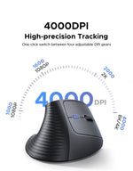 UGREEN Vertical Wireless Mouse 2.4G Ergonomic 4000DPI 6 Mute Buttons for MacBook Tablet Laptops Computer PC Mice Black Pink