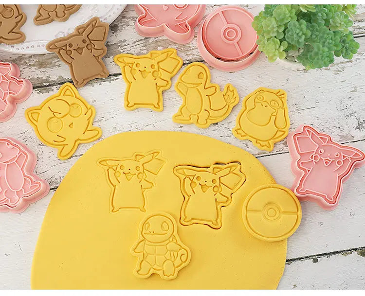 New 6pcs/Set Pokemon Figures Cookie Cutters Cartoon DIY Bakery Mold Biscuit Press Stamp Embosser Sugar Pasty Cake Mould Toys