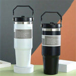 1pc Vacuum Tumbler with Lid Stainless Steel Portable Water Bottle with Dazzling Handle Insulated Tumbler Tote Handle 20/30OZ